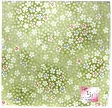 【日本製】　“和柄ガーゼハンカチ　小花・３色”　33-699Ｅ (緑)