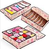 下着収納ケース 収納ボックス 収納ケース 引き出し仕切り 蓋がある 3点セット 総計33ポケット 折りたたみ可能 下着 靴下 手袋 ハンカチ等収納 Broadroot