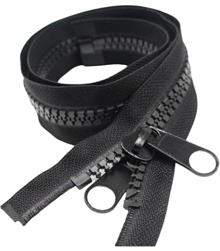 YKK #10 Vislon Extra-Heavy Separating Zipper - 120" Length, Metal Pull, Black