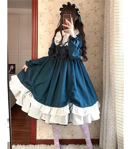Amazon.co.jp: Momo Aライン ロリータ ワンピース 森ガール 復古風