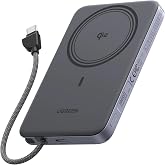 UGREEN Air モバイルバッテリー 10000mAh 薄型 Qi2 15W MagSafe ケーブル内蔵 iPhone18Pro対応 | 【ATL製セル×難燃技術】マグネット式ワイヤレス充電|軽量・小型設計|USB-C PD 30W対応 |パス