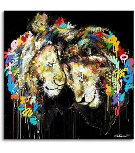 Amazon.co.jp: Canorna 油絵 【ライオン】動物 カラフルな動物 数字