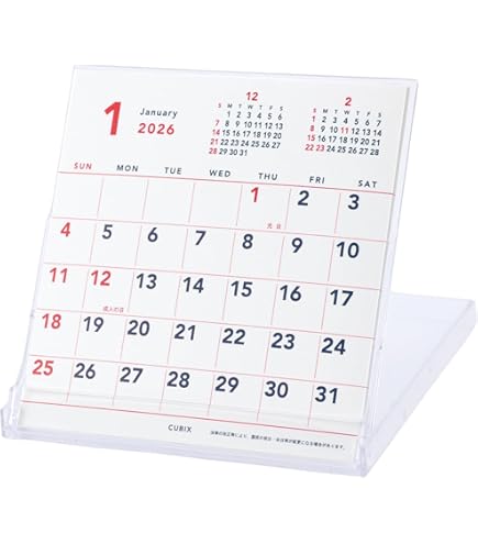 Amazon | 卓上カレンダー【2026年 1月始まり】CDブルーポイント