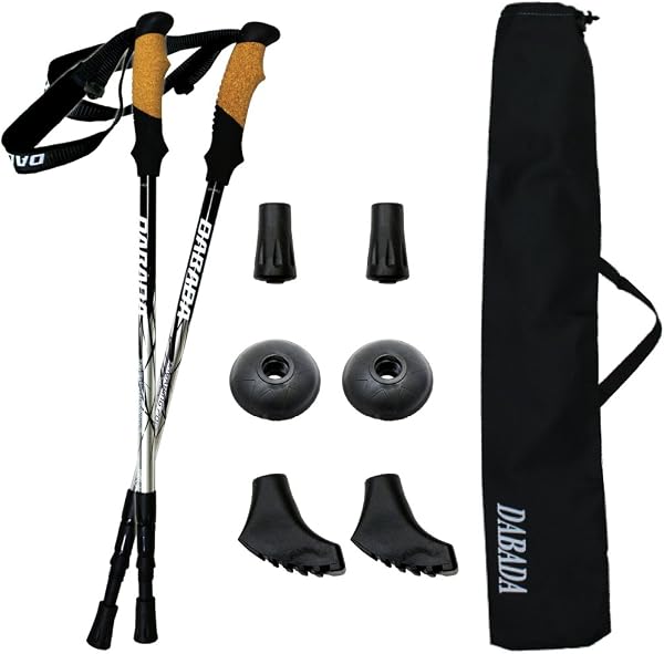 DABADA(ダバダ) SG承認品 軽量アルミ製 トレッキングポール 2本セット Amazon限定キット付 アンチショック機能付 【軽量220g コンパクト最少56.5cm】 - 1