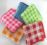 ハンカチタオル コットン100％ 家族で使えるお任せカジュアル柄5枚セット