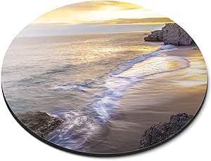 Amazon ラウンドマウスマット マラガビーチサンセットスペインオフィスのギフト Rm3508 Destination Vinyl Ltd マウスパッド 通販