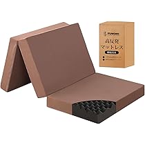 新品★マットレス　ダブル　ブラウン　厚さ10cm 硬め　三つ折り　硬め Amazon｜fuwawa シングル 三つ折り マットレス 【硬め190N 厚さ10cm