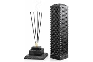 KC KULLICRAFT Marble Incense Stick Holder Agarbatti Stand Candle Burner/Handmade Black Carving Soapstone for Home Decor(Squar