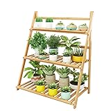 [SAQIANRE］ ガーデンラック フラワースタンド 3段 4段 室内 屋外 園芸ラック ガーデニング 天然竹製 多機能収納ラック 花棚 植物棚 盆栽棚 花台 鉢植え (3段 70cm)