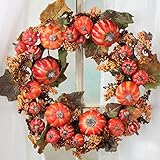 工場直接クラフト® Fall Harvest人工Pumpkin and Berry WreathまたはテーブルCenterpiece Candleリング