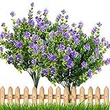 TOOGOO 4pcsフェイク植物人工Greenery低木Eucalyptus Branches withパープルBaby 's BreathフラワープラスチックBushes家オフィス庭パティオYar