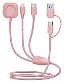 【2025 MFi認証品】Apple Watch 充電ケーブル 3in1 充電コード 3A急速充電 iphone アップルウォッチ 同時充電 超高耐久 iPhone/iPad/Samsung/Pixel/Apple Watch Ultra/SE/11/10/9/8/7/6/5/4/3/2/1対応 磁気充電ケーブル 持ち運び便利 軽量 - (1.8M) ピンク