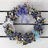 「静かな雨のリース」アジサイとパールのナチュラルなフラワーリース　壁飾り　ドライフラワー　ギフト