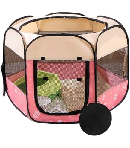 Amazon | 長方形 折りたたみ式 ペットサークル 収納バッグ付き 猫 犬用