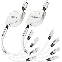 Amazon.co.jp: 巻き取り式 4in1 充電ケーブル 1.5m×2本セットマルチ