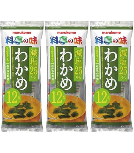 Amazon | マルコメ 生みそ汁 料亭の味 わかめ 減塩 即席味噌汁 12食×12