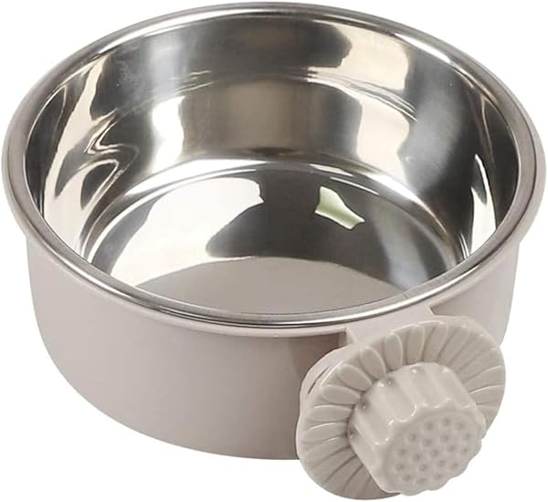 momone ペットぶら下げボウル ペットボウル ハンガー ゲージ用 ペット食器 餌入れ 固定 ヘルスウォーターボウル 猫 犬 うさぎ 小動物用 食器 (グレー, Sサイズ) - 1