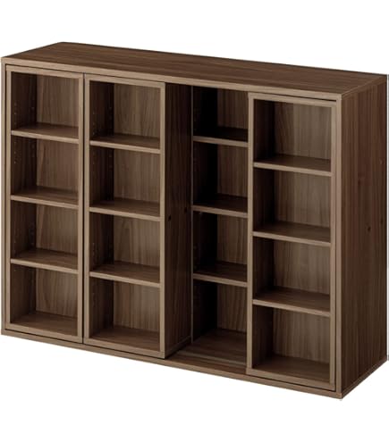 Amazon｜スライド600 スライド書棚 本棚 日本製 アイランド ガラス扉