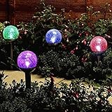 Jimeng　ステンレス＆ガラス ソーラーライト　ソーラーガーデンライト　ヒビ加工　LEDライト　ガーデンライト　カラフル