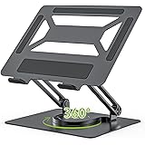 BoYata ノートパソコンスタンド 360回転式 PCスタンド タブレットスタンド 教卓スタンド 角度/高さ無段階調節 人間工学設計 放熱対策 滑り止め 姿勢改善 腰痛/猫背解消 17インチまでのノートPCやタブレットに対応 プレゼン テレワーク 