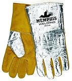 MCR Safety 4620A Kodiak Split Cow Leather Deluxe Welder Gloves with Aluminized Back, Yellow, X-Large