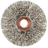 Weiler Copper Center Wire Wheel Brush, Round Hole, Stainless Steel 302, Crimped Wire, 3" Diameter, 0
