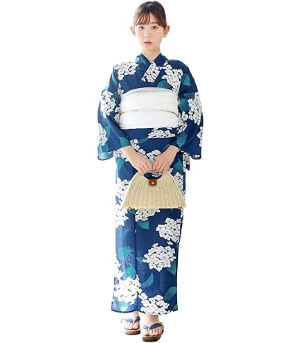 5点セット(浴衣・しわ兵児帯・下駄・着付け本・腰ひも)夏色の向日葵しらべ(藍) Amazon.co.jp: 夏色の向日葵しらべ藍Dita オトナ浴衣 ゆかた・帯