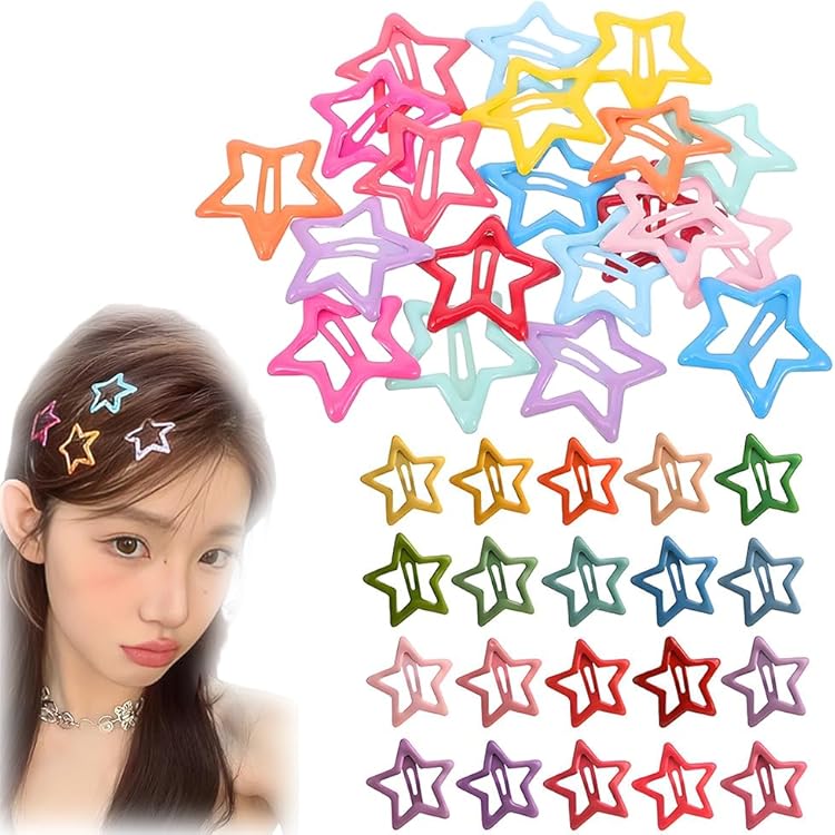 Amazon | ヘアクリップ パッチンピン 10個セット 中空星型ヘアピン Y2K