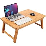 ノートパソコンデスク PCスタンド 傷付きにくい 竹製 ベッドテーブル ローテーブル 座卓・ちゃぶ台 折りたたみ式 高さ調節可能 多機能 トレーテーブル ナチュラル シンプル デザイン キャンプテーブル 学習 病人テーブル (60*40cm)