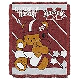 NCAAミシシッピ州ブルドッグFullback Woven Jacquard Baby Throwブランケット、36 x 46-inch