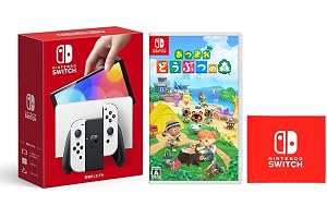 Nintendo Switch(有機ELモデル) Joy-Con(L)/(R) ホワイト + あつまれ どうぶつの森 -Switch【Amazon.co.jp限定】特典 Nintendo Switch ロゴデザイン マイクロファイバークロス 同梱