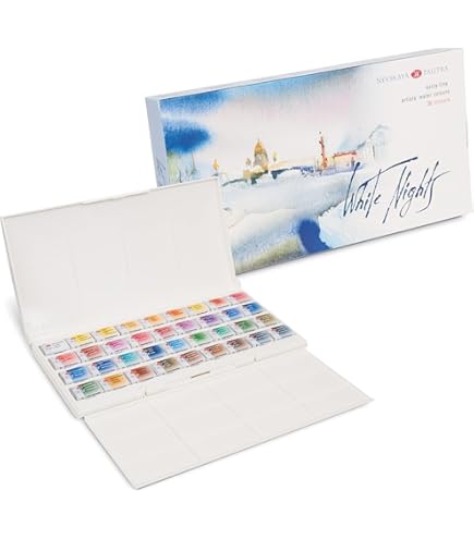 ホワイトナイツ white nights 水彩絵具分離色 12色固形水彩セット Amazon | Nevskaya Palitra White Nights 粒状水彩セット 12フルパン
