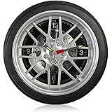【Amazon限定ブランド】FIDAC タイヤ型クロック 掛け時計タイプ LED付き ラージサイズ 14インチ WCL608HL-BK