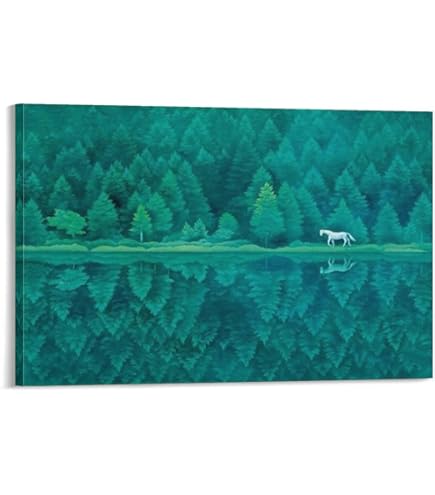 Amazon.co.jp: 東山魁夷 生前作 「 緑の渓 」 リトグラフ 版画