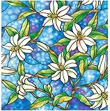 カカシ 窓用フィルムおしゃれ 窓ガラスフィルム花柄 外から見えない 窓 目隠しシート 浴室用 事務室用 プライバシー保護 窓目隠し ガラスシート シール 貼り直し可能 ステンドグラス (45×200 