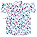 アスナロ（甚平） 甚平 ベビー 女の子 日本製生地 うさぎ 市松柄 綿100 ロンパース80 サックス