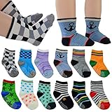 12 Pairs Baby's Cute Warm Cotton Socks (Anti-slip 1 to 3 Years Old) Lystaii Soft Anti Slip Grip Ankl