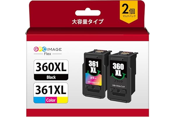 GPC Image Flex キャノン 用 インク 360 361 BC-360XL 361XL 純正大容量より35％アップ 360 361 インク BC-360(ブラック) + 361(3色カラー)セット キャノン 用 360 361 リサイクル 対応機種：PIXUS TS5430 TS5330 【新・旧パッケージ任意発送】