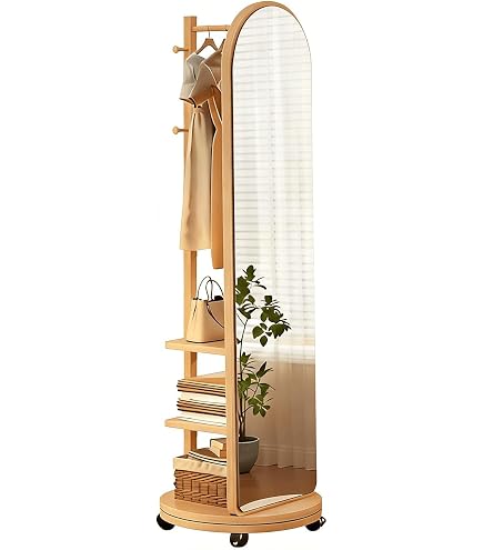 Amazon.co.jp: MIMIER 全身鏡 姿見 ハンガーラック付 【ハンガー60cm