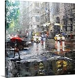 マークLagueプレミアムシックラップキャンバス壁アート印刷題名Manhattanレッド傘 30" x 30" 2466109_24_30x30_none