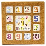 ビーグラッドストア 12ヶ月ベビーフォトフレーム 木製 日本の職人手作り 国産 (ブラウン)