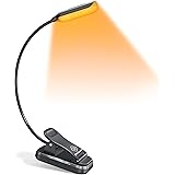 Glocusent Lightweight Rechargeable 10 LED Amber Book Light for Reading in Bed, Eye-Care Clip-on Reading Light up to 80 Hours,