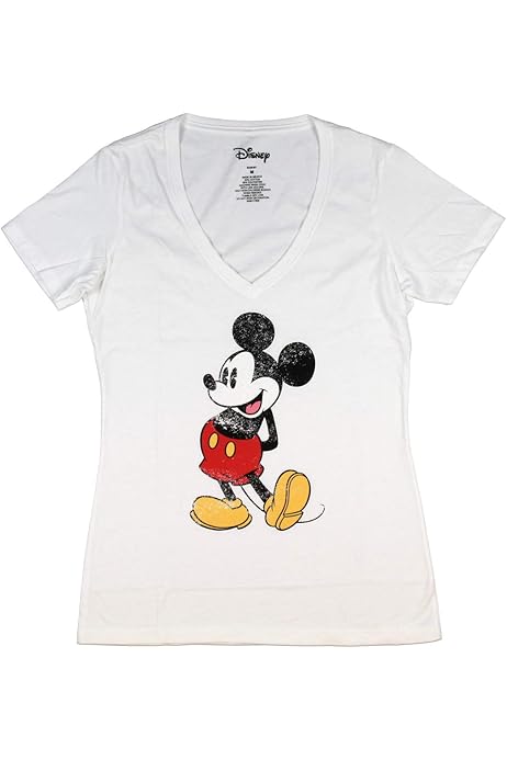 ディズニー ミッキーマウス Vネック長袖Tシャツ VネックロンT(S)ホワイト白 61BLQ1VzaaL.