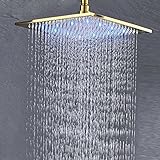 12"x12"(30.48cmx30.48cm) Senlesen LED Color 12-inch Bathroom Top Spray Square Shower Head Gold Finis