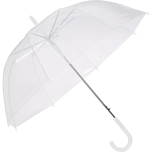 Amazon Basics Compact Clear Travel Umbrella 88cm - Windproof - Lightweight Folding with Automatic Open Close