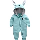 CICIIBear赤ちゃんonesies子供の赤ちゃん新生児フード付きパジャマ子供男の子と女の子と子供の赤ちゃんのジャンプスーツロンパース秋と冬の寒さブルーミントグリーンの衣装