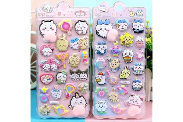 loong おしりぷにぷにシール かわいい ぷくぷく キャラクター 3D マシュマロ ふわふわ もちもち もっちりスクイーズ ステッカー シール帳 デコレーション 2セット K