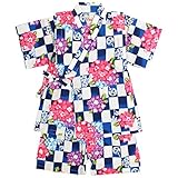 甚平 ベビー 女の子 綿100% 日本製生地 じんべい スーツ上下 祭 子供甚平 紫陽花/紺-9811 90cm