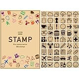 スタンプ 手帳 かわいい はんこ 木製 ゴム印 54個 セット アイコン 日本製 エコ 素材 スケジュール 天気 歯 予定 おしゃれ 付箋 食べ物 趣味 日程 リスト 印 マーク