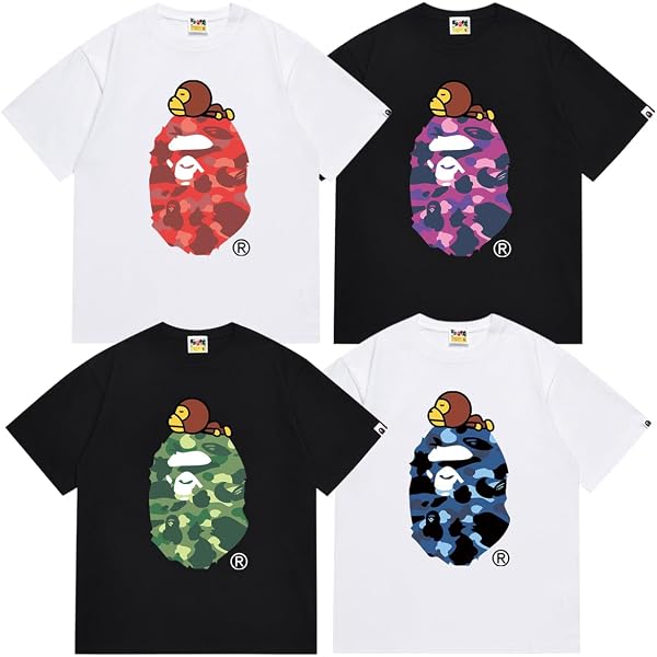 Amazon.co.jp: [WOXJEP] エイプ Tシャツ 迷彩猿の顔ティーシャツ綿100 